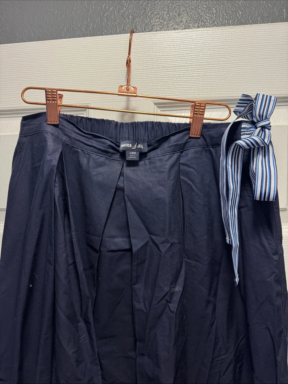 Nautica Jeans Women's Navy A-Line Midi Skirt with Side Tie